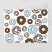 Muster von Donuts, blauen Donuts, braunen Donuts Postkarte (Vorderseite)