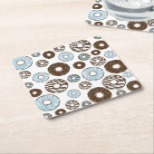 Muster von Donuts, blauen Donuts, braunen Donuts Rechteckiger Pappuntersetzer (angewinkelt)