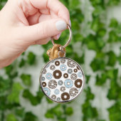 Muster von Donuts, blauen Donuts, braunen Donuts Schlüsselanhänger (Hand)