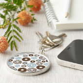 Muster von Donuts, blauen Donuts, braunen Donuts Schlüsselanhänger (Seite)