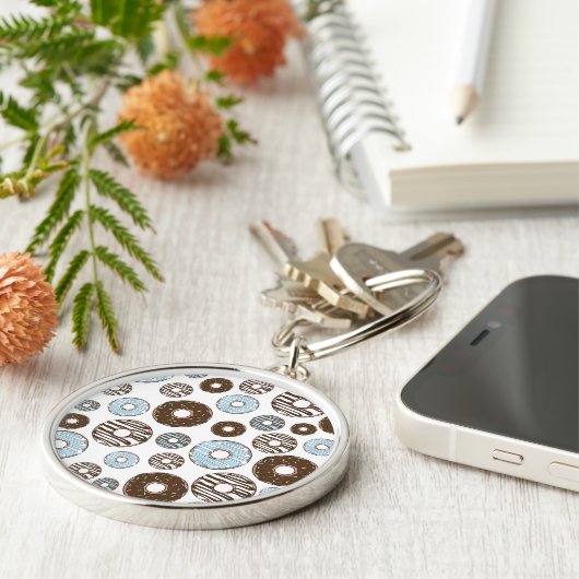 Muster von Donuts, blauen Donuts, braunen Donuts Schlüsselanhänger (Seite)