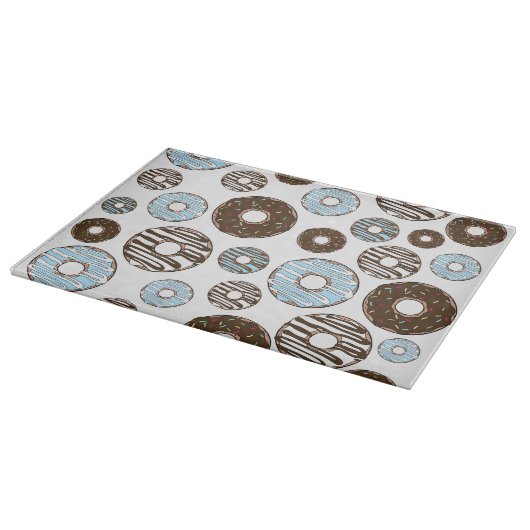 Muster von Donuts, blauen Donuts, braunen Donuts Schneidebrett (Ecke)