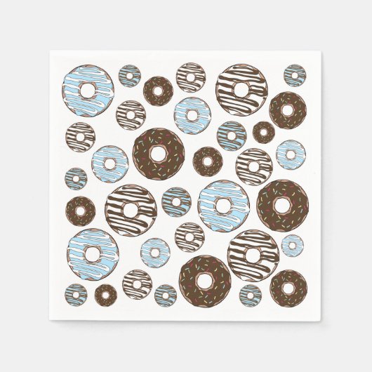 Muster von Donuts, blauen Donuts, braunen Donuts Serviette (Vorderseite)
