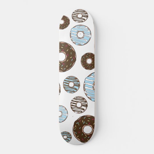 Muster von Donuts, blauen Donuts, braunen Donuts Skateboard (Vorderseite)