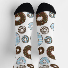 Muster von Donuts, blauen Donuts, braunen Donuts Socken