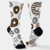 Muster von Donuts, blauen Donuts, braunen Donuts Socken (Gewinkelt)