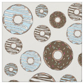 Muster von Donuts, blauen Donuts, braunen Donuts Stoff (Nahaufnahme)