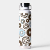 Muster von Donuts, blauen Donuts, braunen Donuts Trinkflasche (Rückseite)