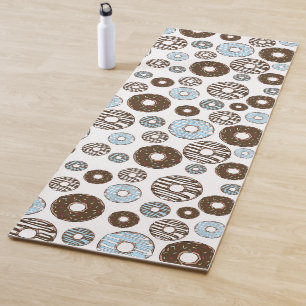 Muster von Donuts, blauen Donuts, braunen Donuts Yogamatte