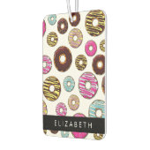 Muster von Donuts, farbenfrohe Donuts, Ihr Name Autolufterfrischer (Links)