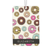 Muster von Donuts, farbenfrohe Donuts, Ihr Name Autolufterfrischer (Rückseite)