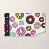 Muster von Donuts, farbenfrohe Donuts, Ihr Name Badhandtuch Set (Handtuch)
