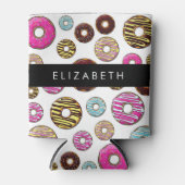 Muster von Donuts, farbenfrohe Donuts, Ihr Name Dosenkühler (Vorderseite)