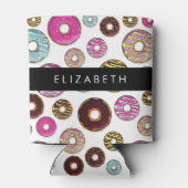 Muster von Donuts, farbenfrohe Donuts, Ihr Name Dosenkühler (Rückseite)