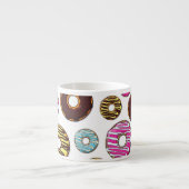 Muster von Donuts, farbenfrohe Donuts, Ihr Name Espressotasse (Vorderseite)