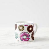 Muster von Donuts, farbenfrohe Donuts, Ihr Name Espressotasse (Vorderseite Rechts)