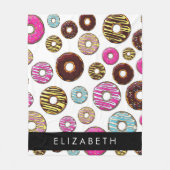 Muster von Donuts, farbenfrohe Donuts, Ihr Name Fleecedecke (Vorderseite)