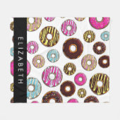 Muster von Donuts, farbenfrohe Donuts, Ihr Name Fleecedecke (Vorderseite (Horizontal))