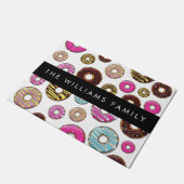 Muster von Donuts, farbenfrohe Donuts, Ihr Name Fußmatte (Schrägansicht)