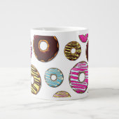 Muster von Donuts, farbenfrohe Donuts, Ihr Name Jumbo-Tasse (Vorderseite)