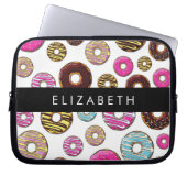 Muster von Donuts, farbenfrohe Donuts, Ihr Name Laptopschutzhülle (Vorderseite)