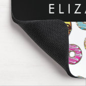 Muster von Donuts, farbenfrohe Donuts, Ihr Name Mousepad (Ecke)