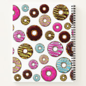Muster von Donuts, farbenfrohe Donuts, Ihr Name Notizblock (Rückseite)