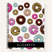 Muster von Donuts, farbenfrohe Donuts, Ihr Name Notizblock (Vorderseite)