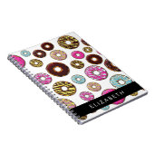 Muster von Donuts, farbenfrohe Donuts, Ihr Name Notizblock (Rechte Seite)