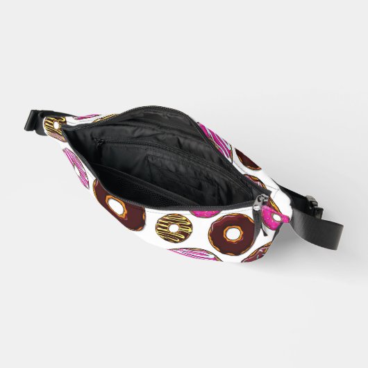 Muster von Donuts, farbenfrohe Donuts, Sprinklen Bauchtasche (Offen)