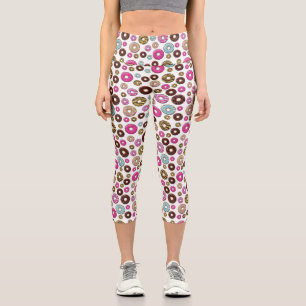Muster von Donuts, farbenfrohe Donuts, Sprinklen Capri Leggings