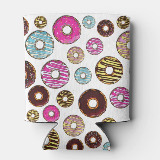 Muster von Donuts, farbenfrohe Donuts, Sprinklen Dosenkühler (Rückseite)