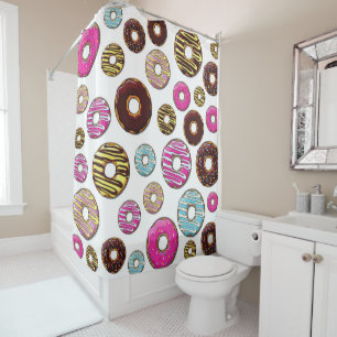 Muster von Donuts, farbenfrohe Donuts, Sprinklen Duschvorhang