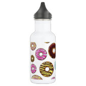 Muster von Donuts, farbenfrohe Donuts, Sprinklen Edelstahlflasche (Links)