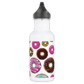 Muster von Donuts, farbenfrohe Donuts, Sprinklen Edelstahlflasche (Rechts)