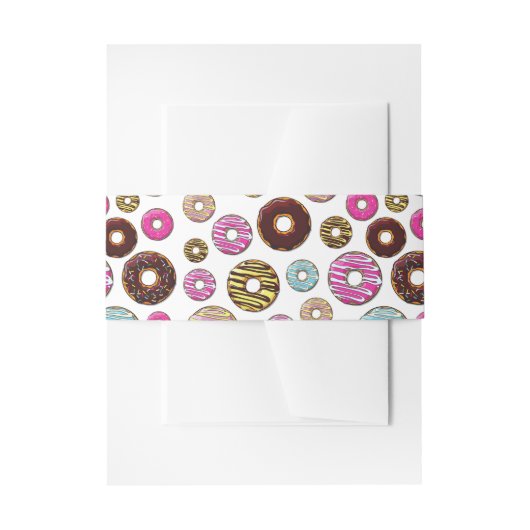 Muster von Donuts, farbenfrohe Donuts, Sprinklen Einladungsbanderole (Vorderseite Beispiel)