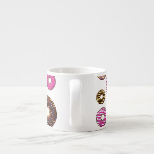 Muster von Donuts, farbenfrohe Donuts, Sprinklen Espressotasse (Rückseite)