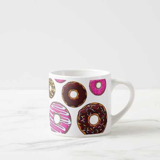 Muster von Donuts, farbenfrohe Donuts, Sprinklen Espressotasse (Rechts)