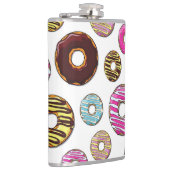 Muster von Donuts, farbenfrohe Donuts, Sprinklen Flachmann (Rechts)