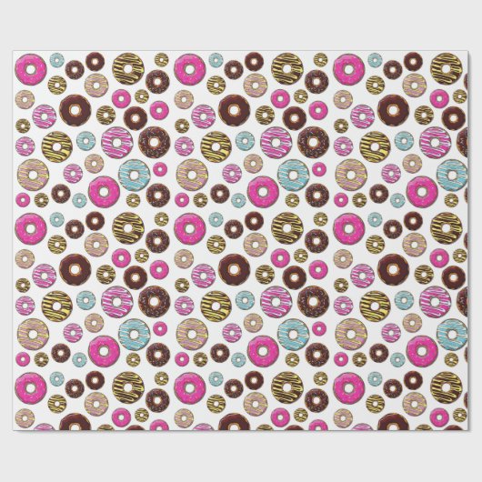 Muster von Donuts, farbenfrohe Donuts, Sprinklen Geschenkpapier (Flach)