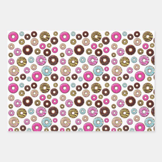 Muster von Donuts, farbenfrohe Donuts, Sprinklen Geschenkpapier Set (Vorderseite)