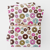 Muster von Donuts, farbenfrohe Donuts, Sprinklen Geschenkpapier Set (Beispiel)