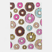 Muster von Donuts, farbenfrohe Donuts, Sprinklen Geschirrtuch (Vertikal)