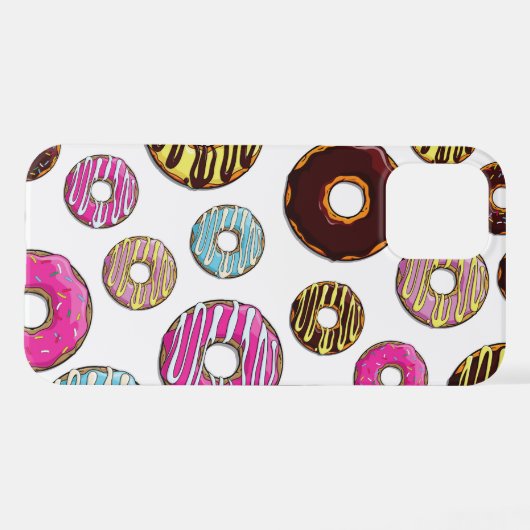 Muster von Donuts, farbenfrohe Donuts, Sprinklen iPhone Hülle (Rückseite (Horizontal))