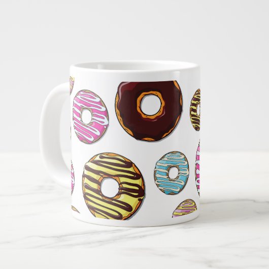 Muster von Donuts, farbenfrohe Donuts, Sprinklen Jumbo-Tasse (Vorderseite Links)
