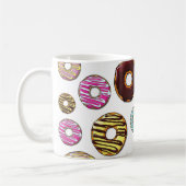 Muster von Donuts, farbenfrohe Donuts, Sprinklen Kaffeetasse (Links)