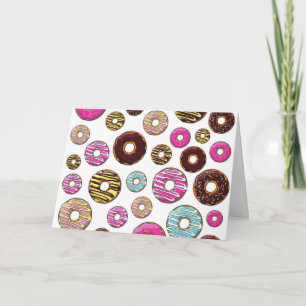Muster von Donuts, farbenfrohe Donuts, Sprinklen Karte