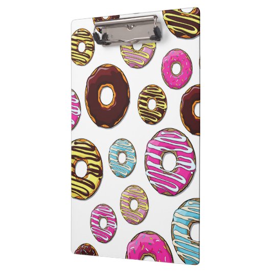 Muster von Donuts, farbenfrohe Donuts, Sprinklen Klemmbrett (Links)