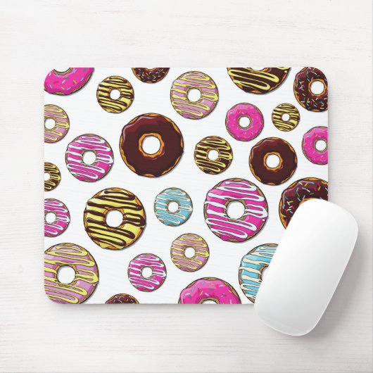 Muster von Donuts, farbenfrohe Donuts, Sprinklen Mousepad (Mit Mouse)