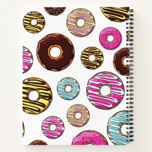 Muster von Donuts, farbenfrohe Donuts, Sprinklen Notizblock (Rückseite)